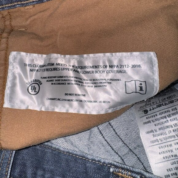 Carhartt Women FR Jeans 14 Regular Original Fit CAT 2 Flame Resistant Blue Denim - Picture 9 of 11